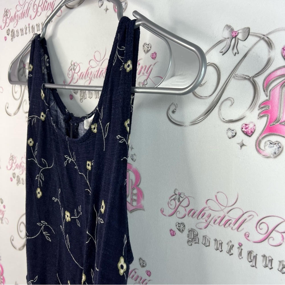 Jessica dress maxi long vintage belted tie up ribbon bow Navy Floral Maxi Dress - Picture 5 of 16